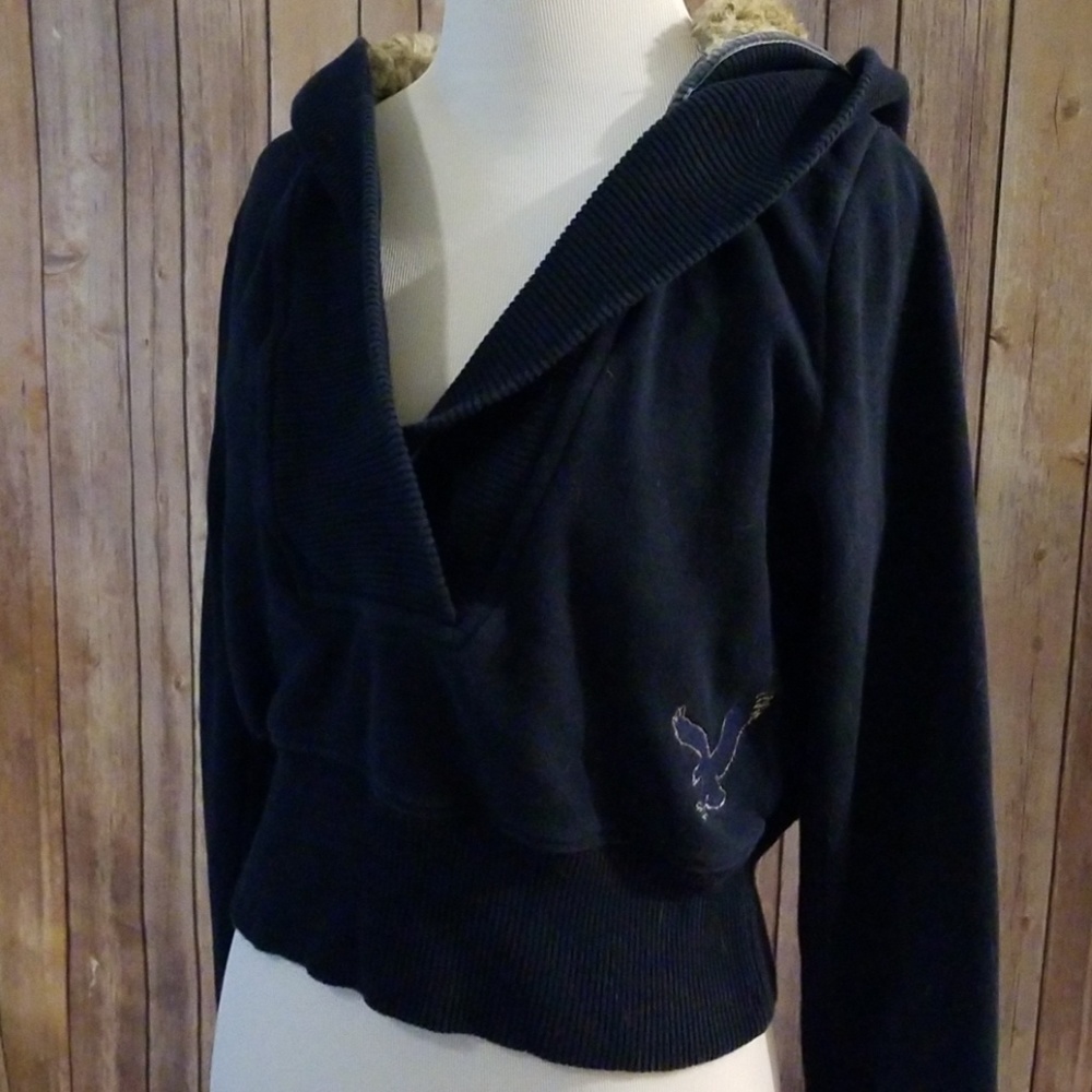 Navy blue American Eagle hooded sweater